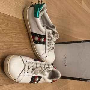 Gucci ace scrape sneakers silver spikes size 36 see photos have been worn green